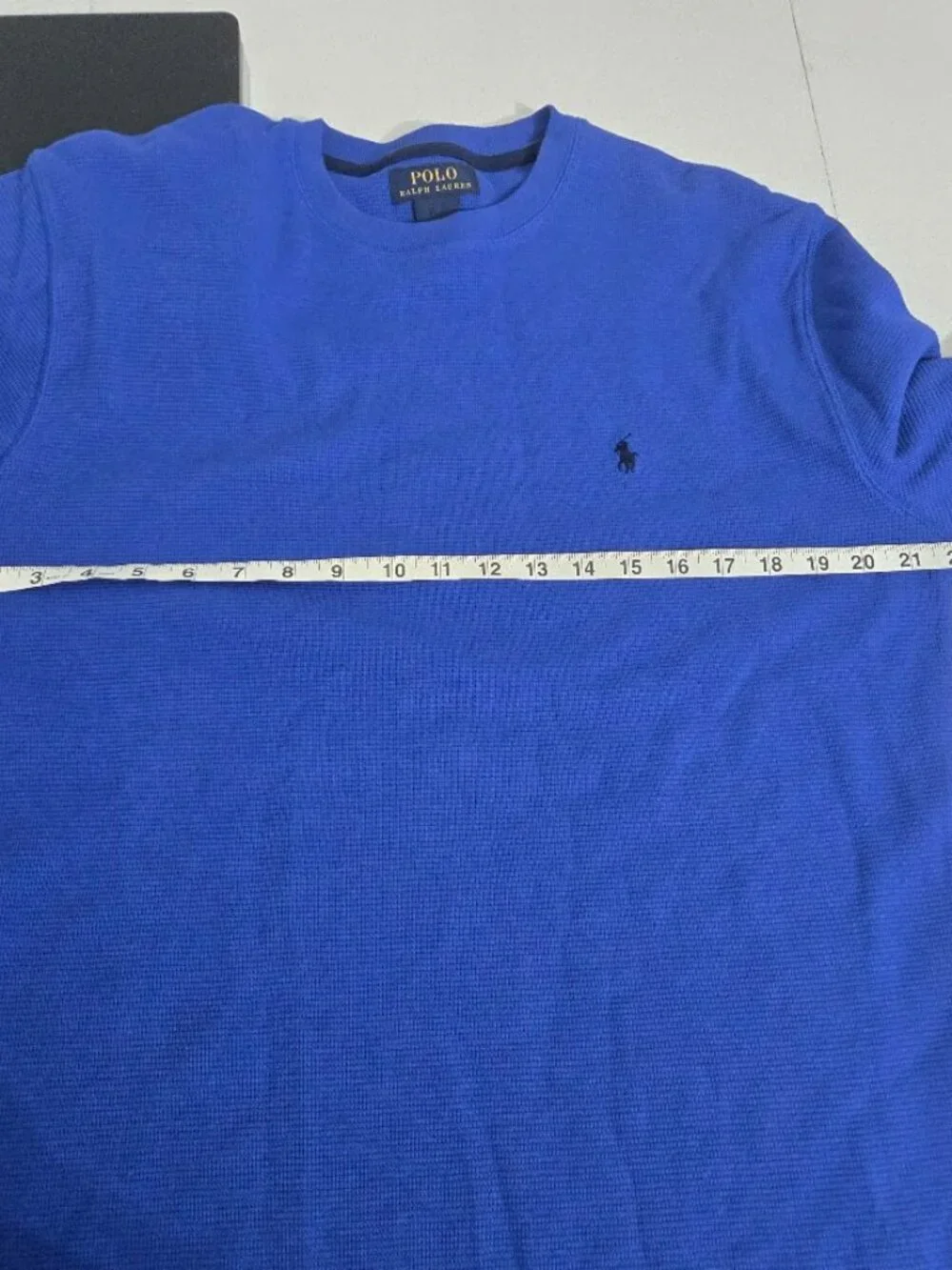 Polo Ralph Lauren Mens Waffle Knit Long Sleeve Thermal Shirt Sz L Blue Crew Neck